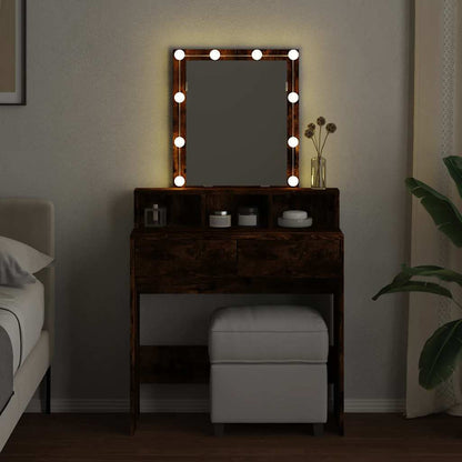 vidaXL Dressing Table with LED Smoked Oak 80x41x144.5 cm