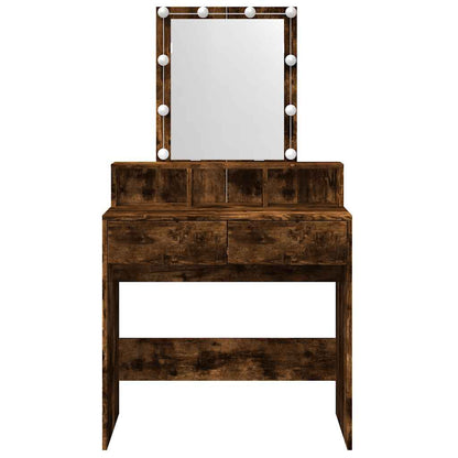 vidaXL Dressing Table with LED Smoked Oak 80x41x144,5 cm