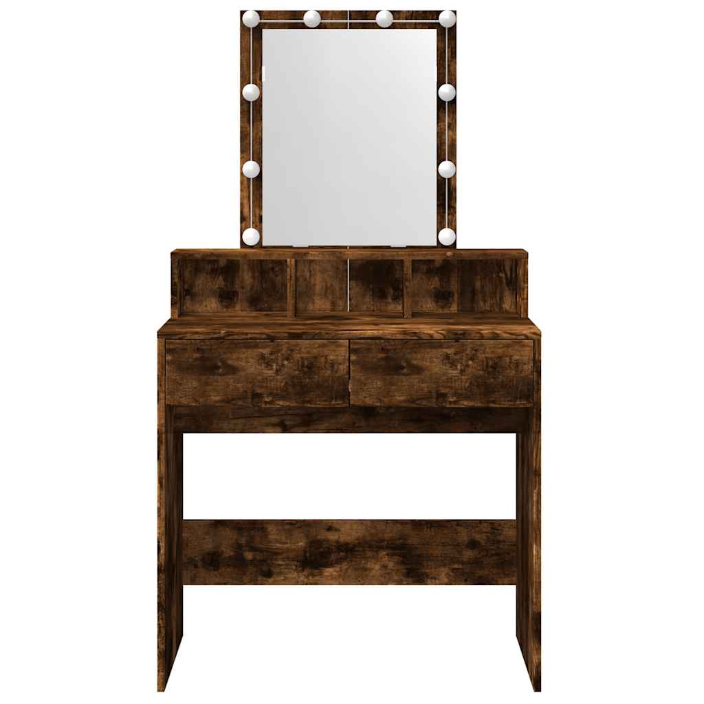 vidaXL Dressing Table with LED Smoked Oak 80x41x144.5 cm