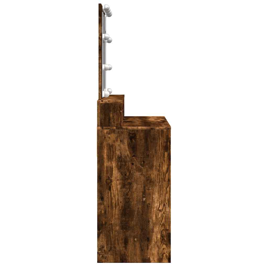 vidaXL Dressing Table with LED Smoked Oak 80x41x144,5 cm