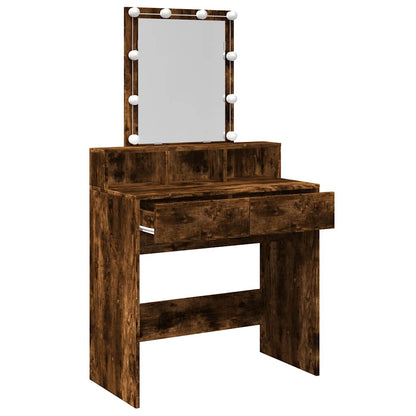 vidaXL Dressing Table with LED Smoked Oak 80x41x144.5 cm