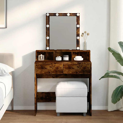 vidaXL Dressing Table with LED Smoked Oak 80x41x144,5 cm