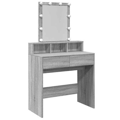 vidaXL Dressing Table with LED Grey Sonoma 80x41x144,5 cm