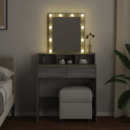 vidaXL Dressing Table with LED Grey Sonoma 80x41x144,5 cm