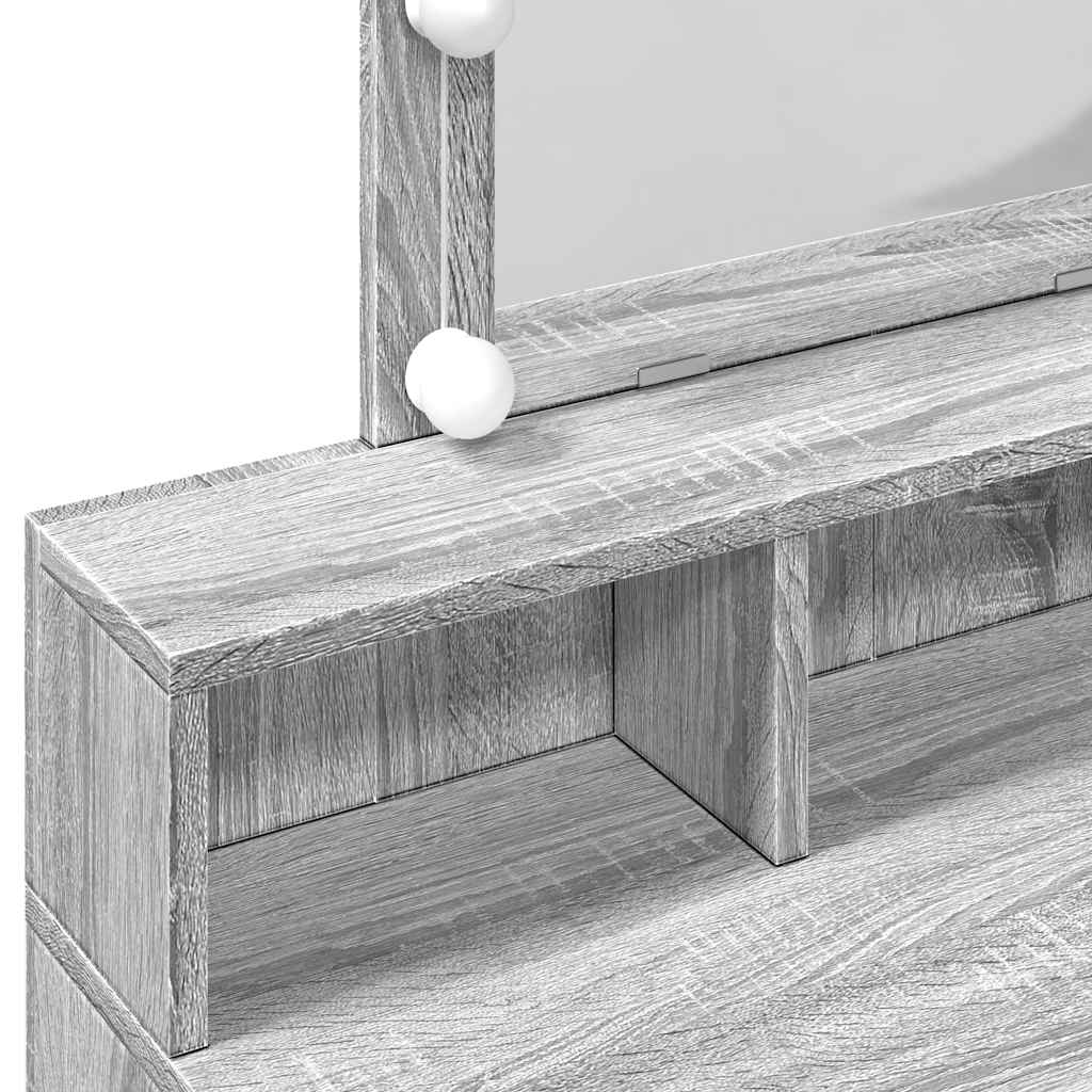 vidaXL Dressing Table with LED Grey Sonoma 80x41x144,5 cm