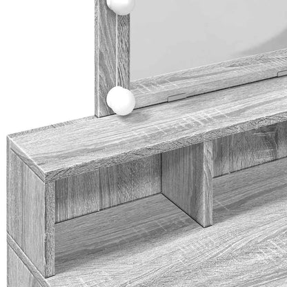 vidaXL Dressing Table with LED Grey Sonoma 80x41x144,5 cm