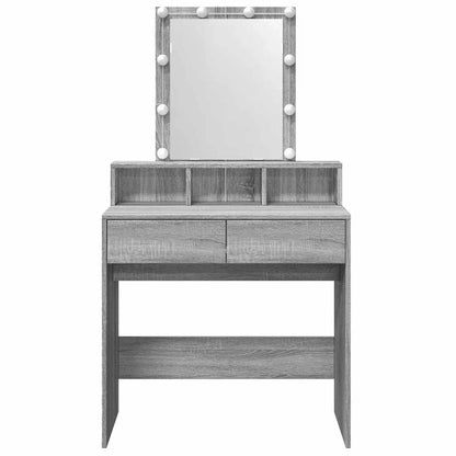 vidaXL Dressing Table with LED Grey Sonoma 80x41x144,5 cm