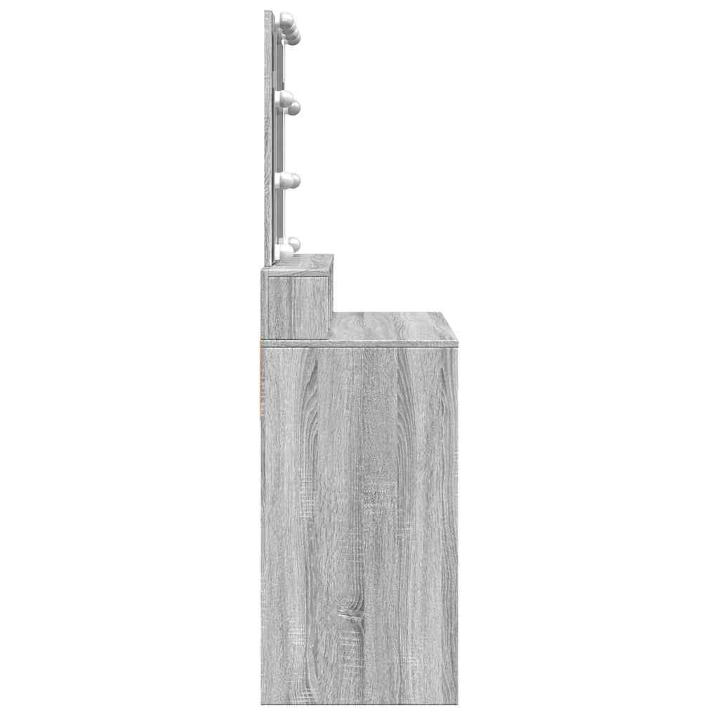 vidaXL Dressing Table with LED Grey Sonoma 80x41x144,5 cm