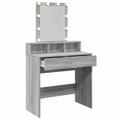 vidaXL Dressing Table with LED Grey Sonoma 80x41x144,5 cm