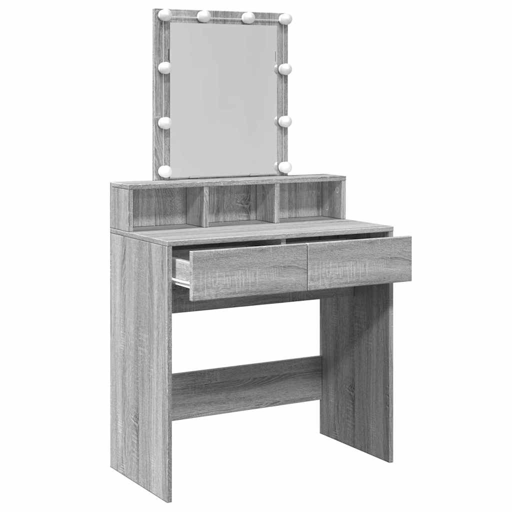 vidaXL Dressing Table with LED Grey Sonoma 80x41x144,5 cm