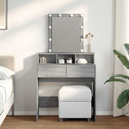 vidaXL Dressing Table with LED Grey Sonoma 80x41x144,5 cm
