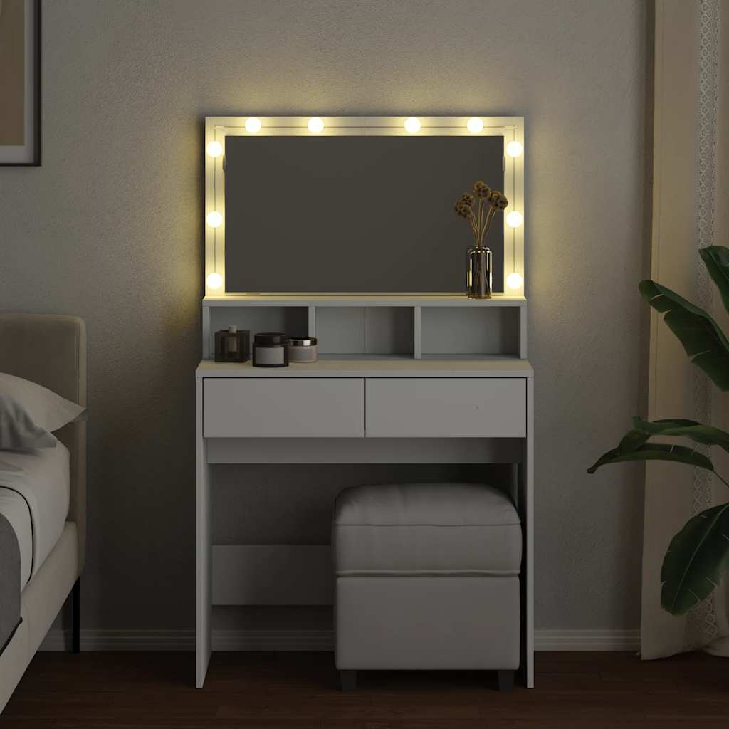 vidaXL Dressing Table with LED White 80x41x134,5 cm