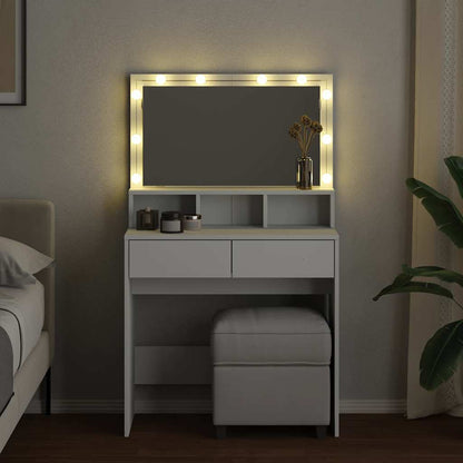vidaXL Dressing Table with LED White 80x41x134,5 cm