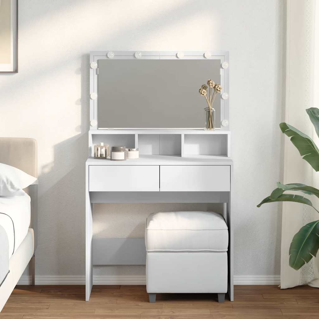 vidaXL Dressing Table with LED White 80x41x134,5 cm