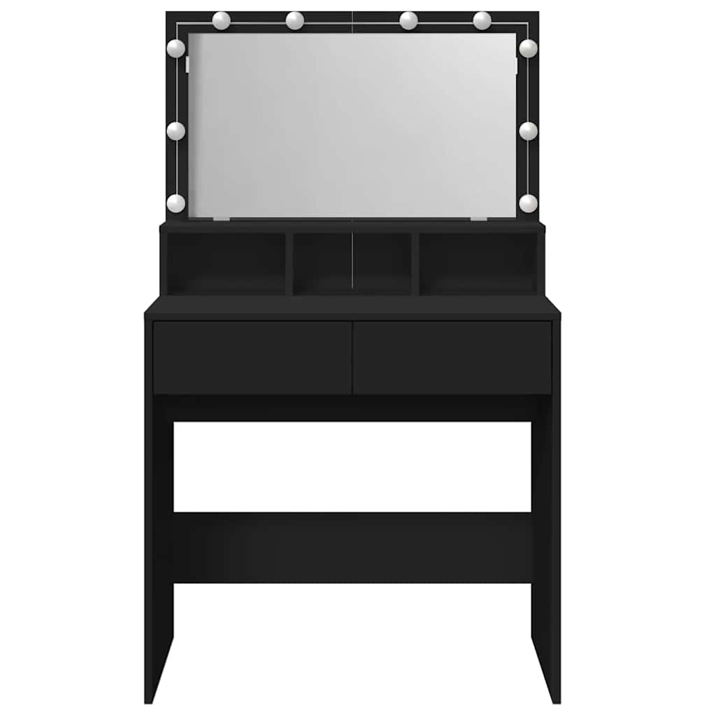 vidaXL Dressing Table with LED Black 80x41x134,5 cm