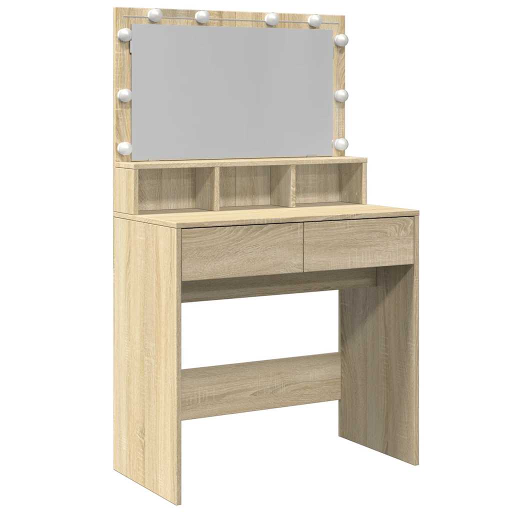 vidaXL Dressing Table with LED Sonoma Oak 80x41x134,5 cm