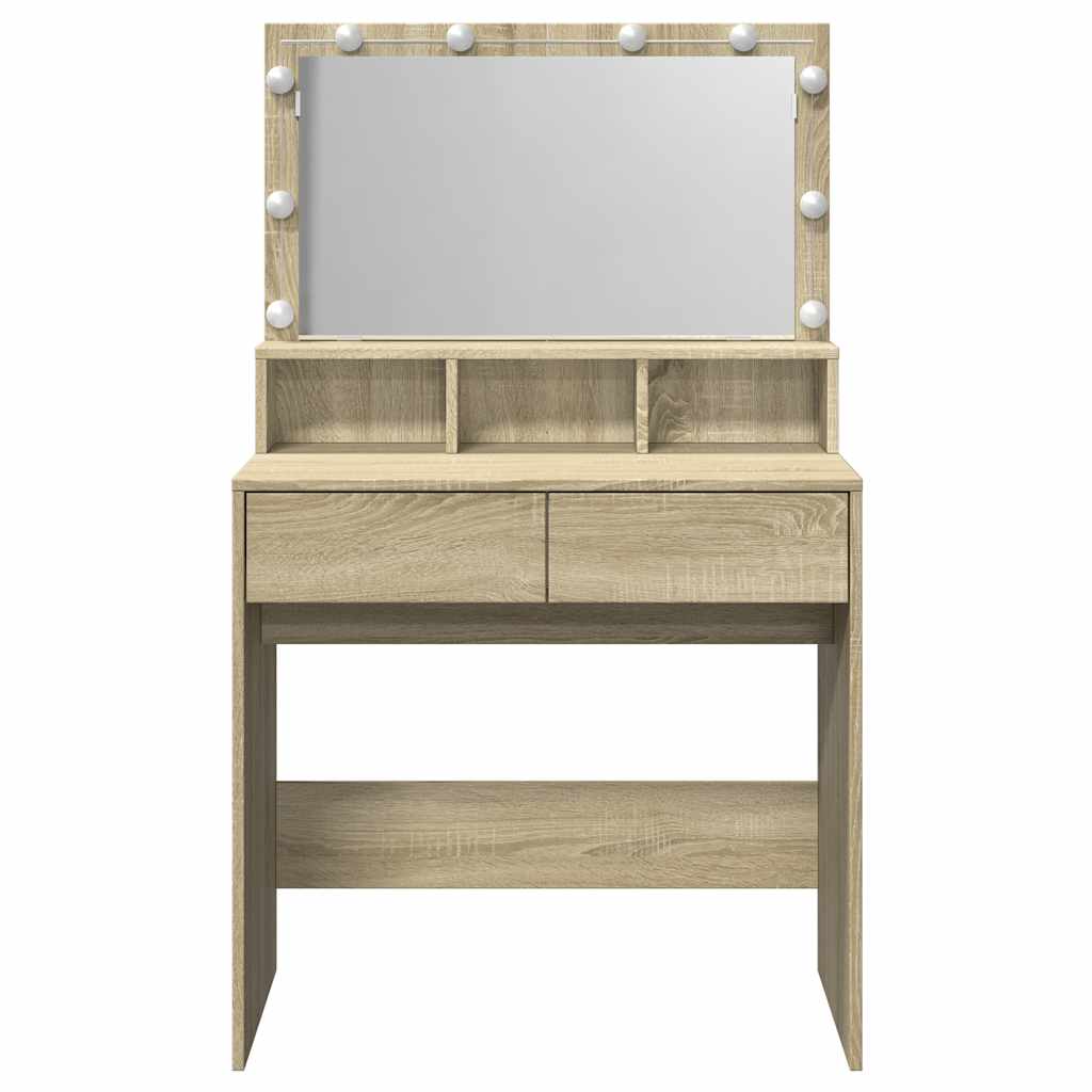 vidaXL Dressing Table with LED Sonoma Oak 80x41x134,5 cm