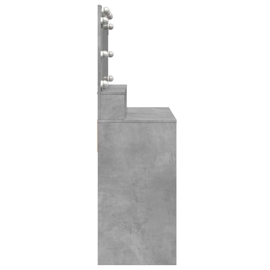 vidaXL Dressing Table with LED Concrete Grey 80x41x134.5 cm