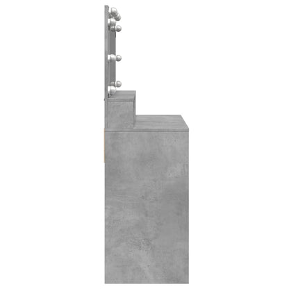 vidaXL Dressing Table with LED Concrete Grey 80x41x134.5 cm