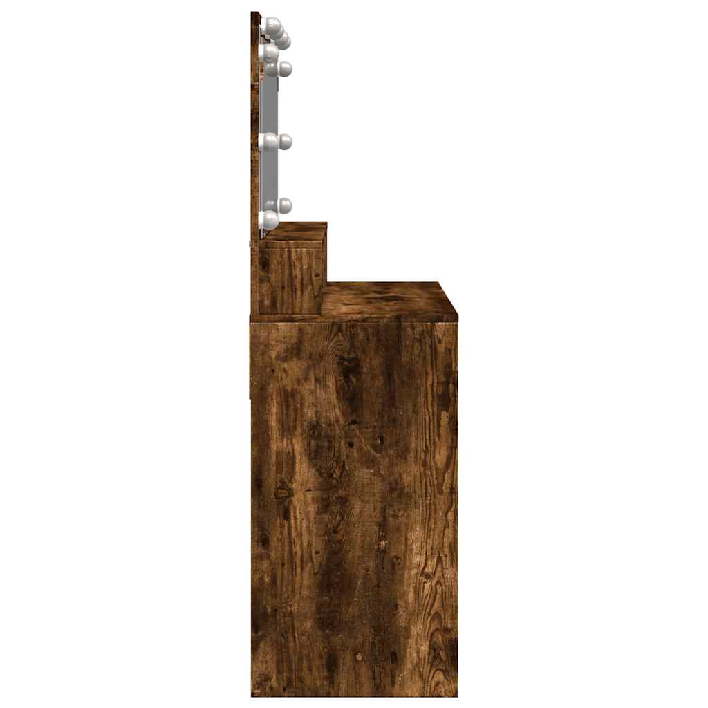 vidaXL Dressing Table with LED Smoked Oak 80x41x134,5 cm