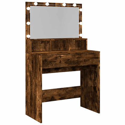 vidaXL Dressing Table with LED Smoked Oak 80x41x134.5 cm