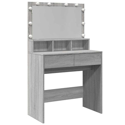 vidaXL Dressing Table with LED Grey Sonoma 80x41x134,5 cm