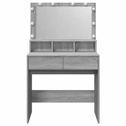 vidaXL Dressing Table with LED Grey Sonoma 80x41x134,5 cm