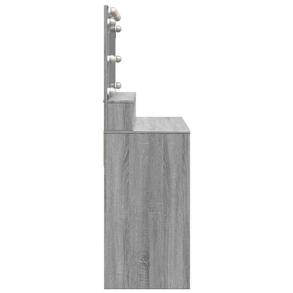 vidaXL Dressing Table with LED Grey Sonoma 80x41x134,5 cm