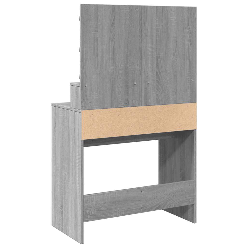 vidaXL Dressing Table with LED Grey Sonoma 80x41x134,5 cm