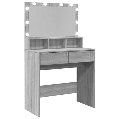 vidaXL Dressing Table with LED Grey Sonoma 80x41x134,5 cm