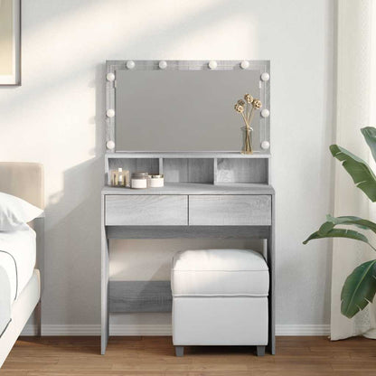 vidaXL Dressing Table with LED Grey Sonoma 80x41x134,5 cm