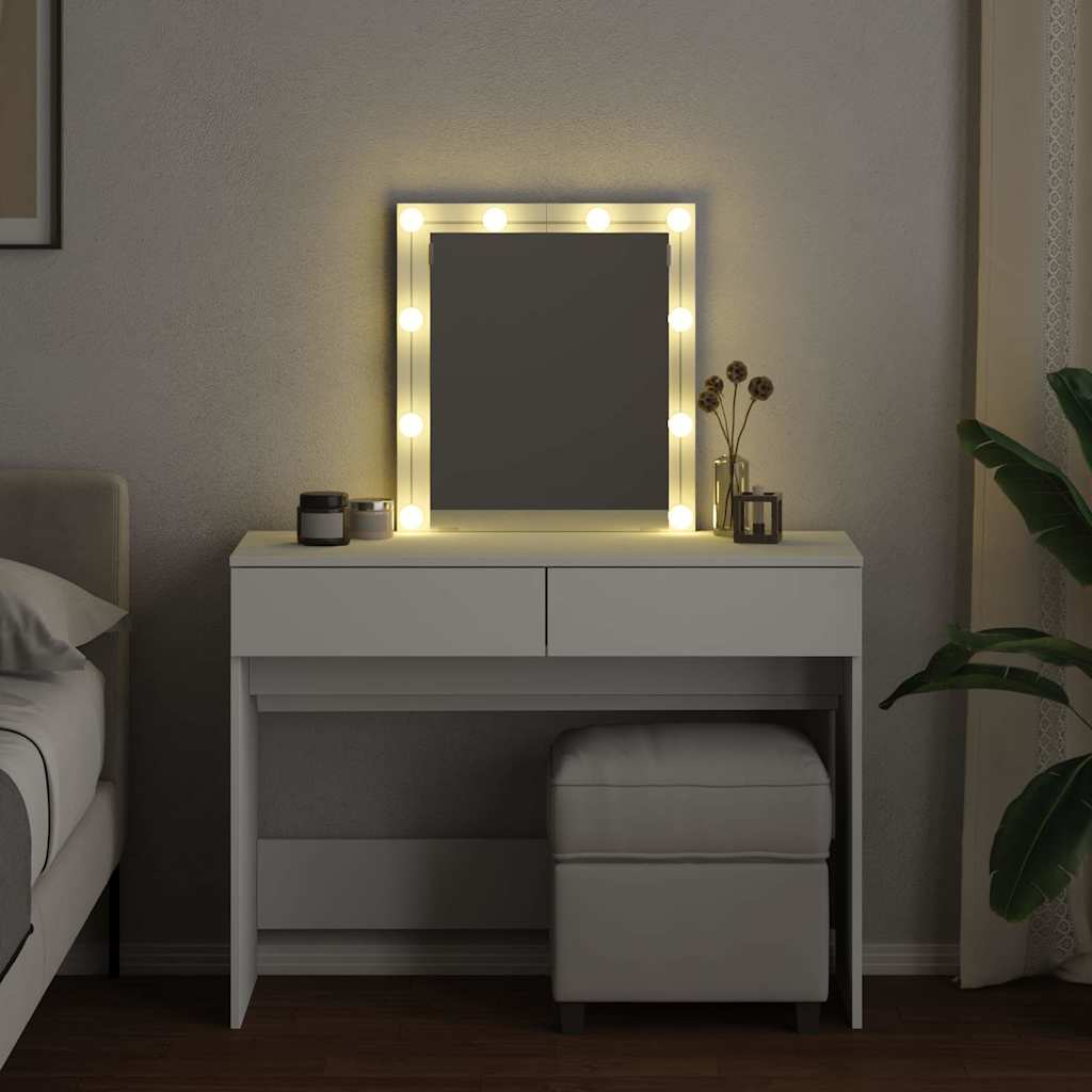 vidaXL Dressing Table with LED White 100x40x130 cm
