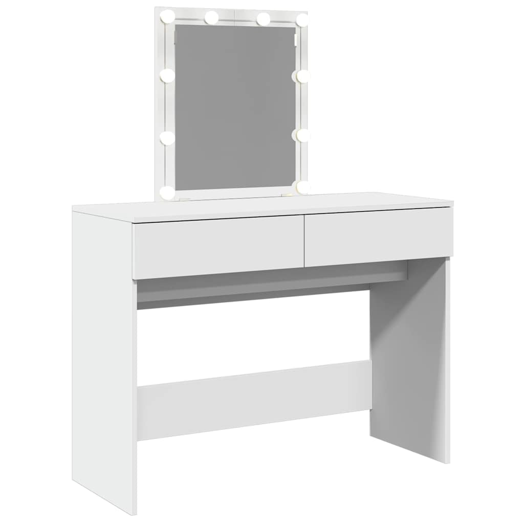 vidaXL Dressing Table with LED White 100x40x130 cm