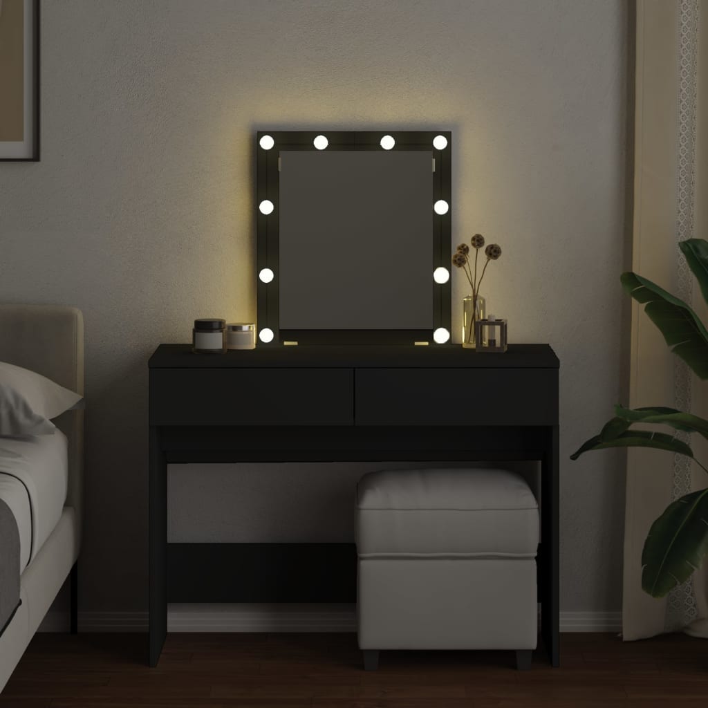 vidaXL Dressing Table with LED Black 100x40x130 cm