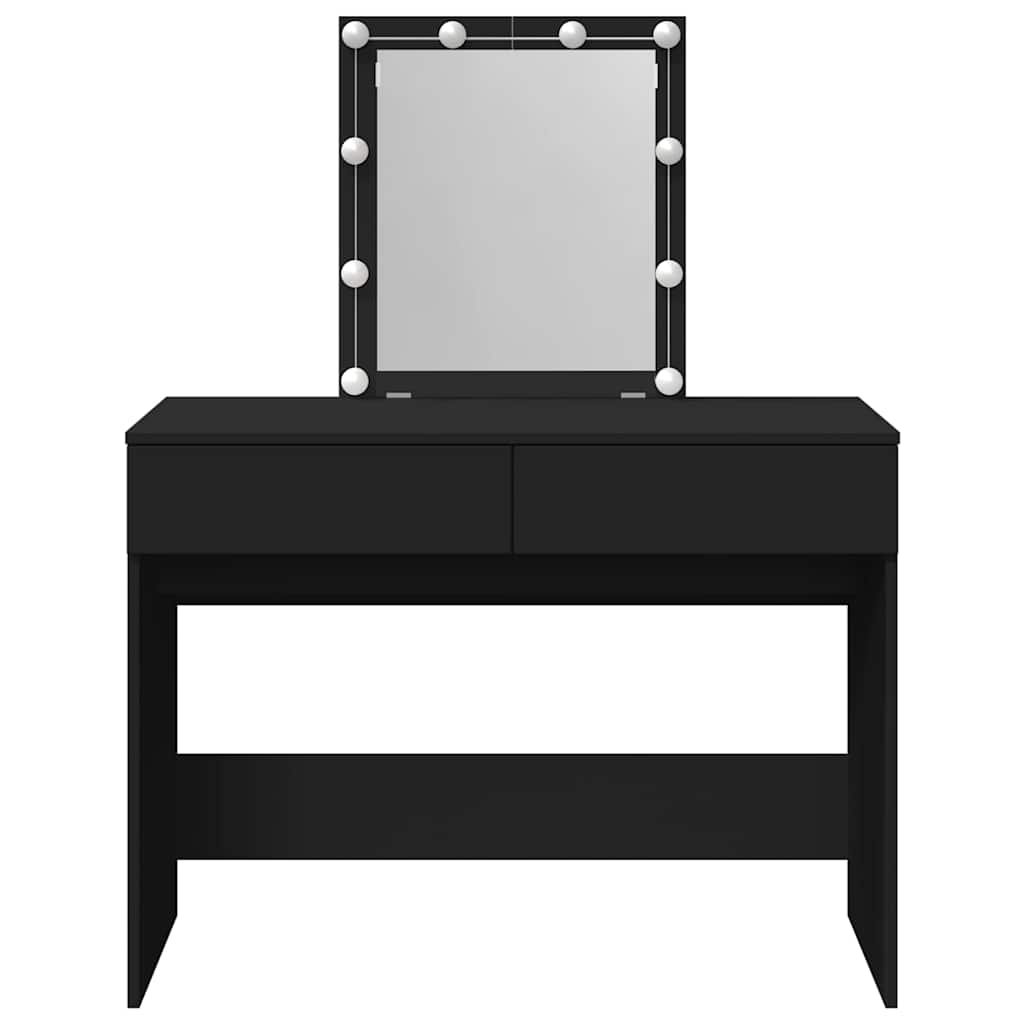 vidaXL Dressing Table with LED Black 100x40x130 cm