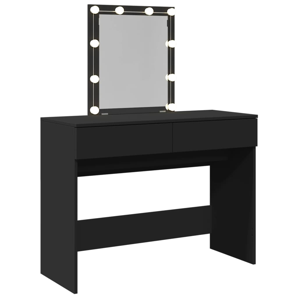 vidaXL Dressing Table with LED Black 100x40x130 cm