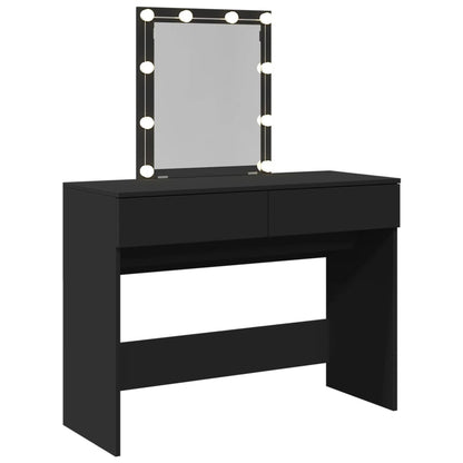 vidaXL Dressing Table with LED Black 100x40x130 cm