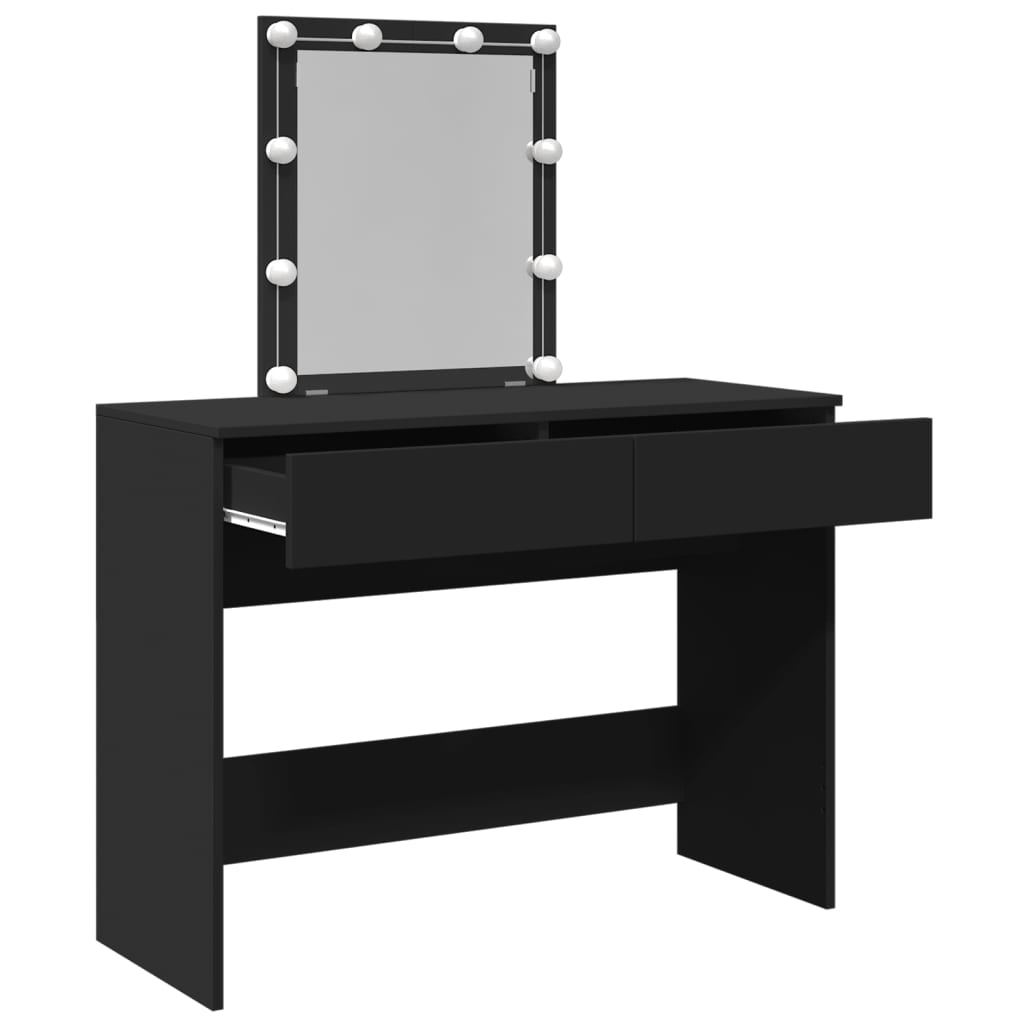 vidaXL Dressing Table with LED Black 100x40x130 cm