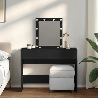 vidaXL Dressing Table with LED Black 100x40x130 cm