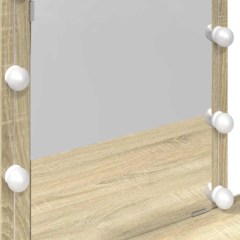 vidaXL Dressing Table with LED Sonoma Oak 100x40x130 cm