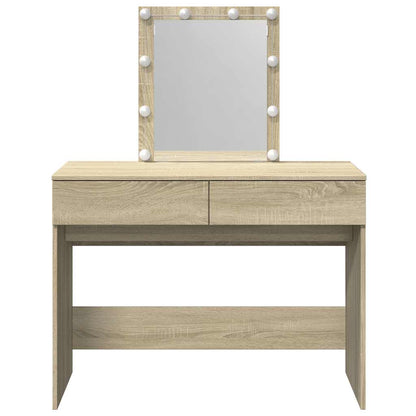 vidaXL Dressing Table with LED Sonoma Oak 100x40x130 cm
