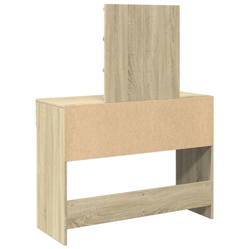 vidaXL Dressing Table with LED Sonoma Oak 100x40x130 cm