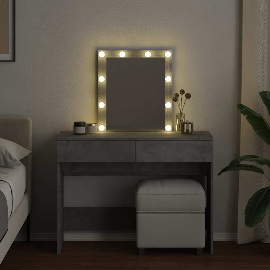 vidaXL Dressing Table with LED Concrete Grey 100x40x130 cm