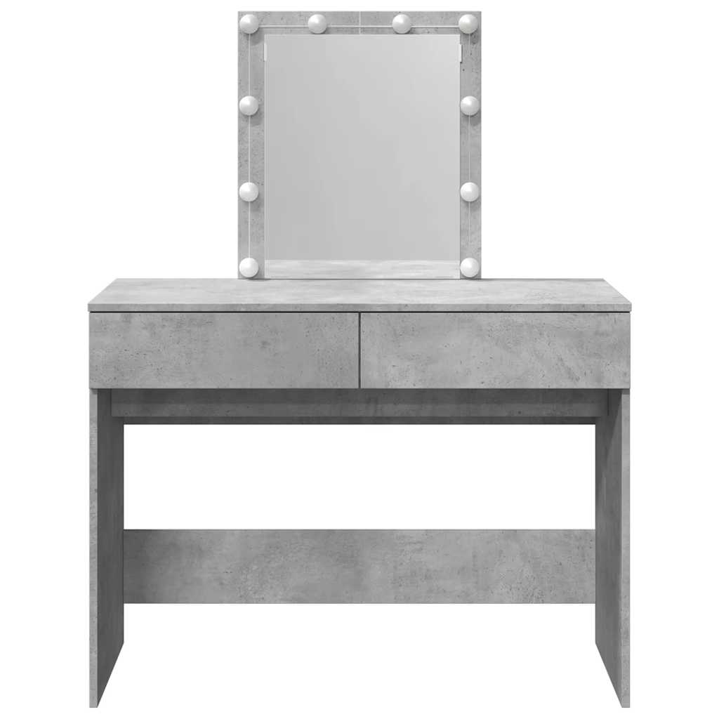 vidaXL Dressing Table with LED Concrete Grey 100x40x130 cm