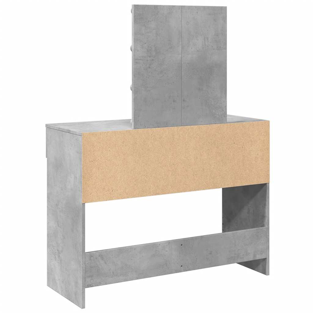 vidaXL Dressing Table with LED Concrete Grey 100x40x130 cm