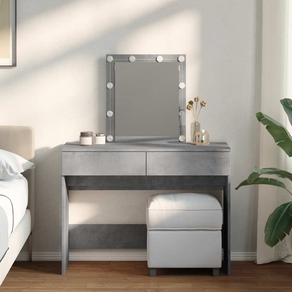 vidaXL Dressing Table with LED Concrete Grey 100x40x130 cm