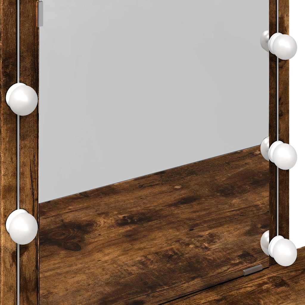 vidaXL Dressing Table with LED Smoked Oak 100x40x130 cm