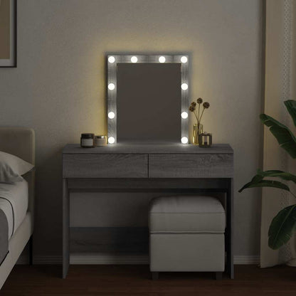 vidaXL Dressing Table with LED Grey Sonoma 100x40x130 cm