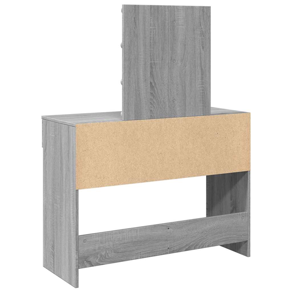 vidaXL Dressing Table with LED Grey Sonoma 100x40x130 cm