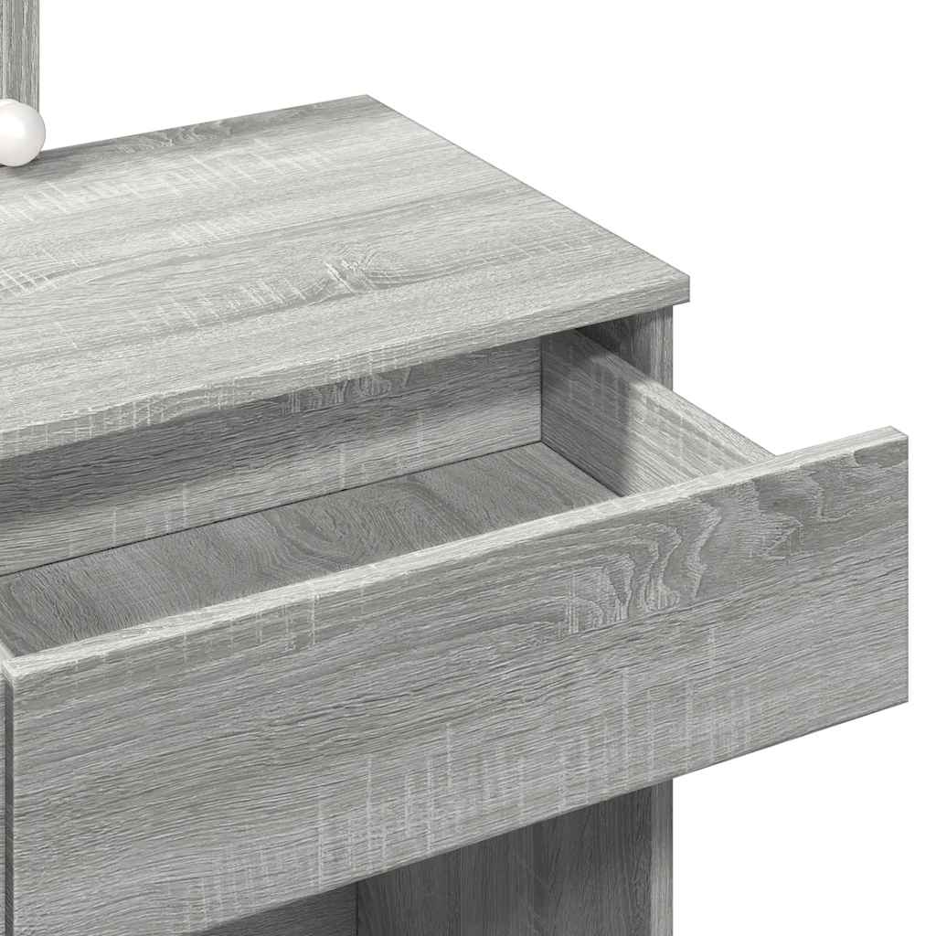 vidaXL Dressing Table with LED Grey Sonoma 100x40x130 cm